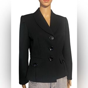 Tahari Women's Black Peplum Blazer Jacket Size 8P curvy